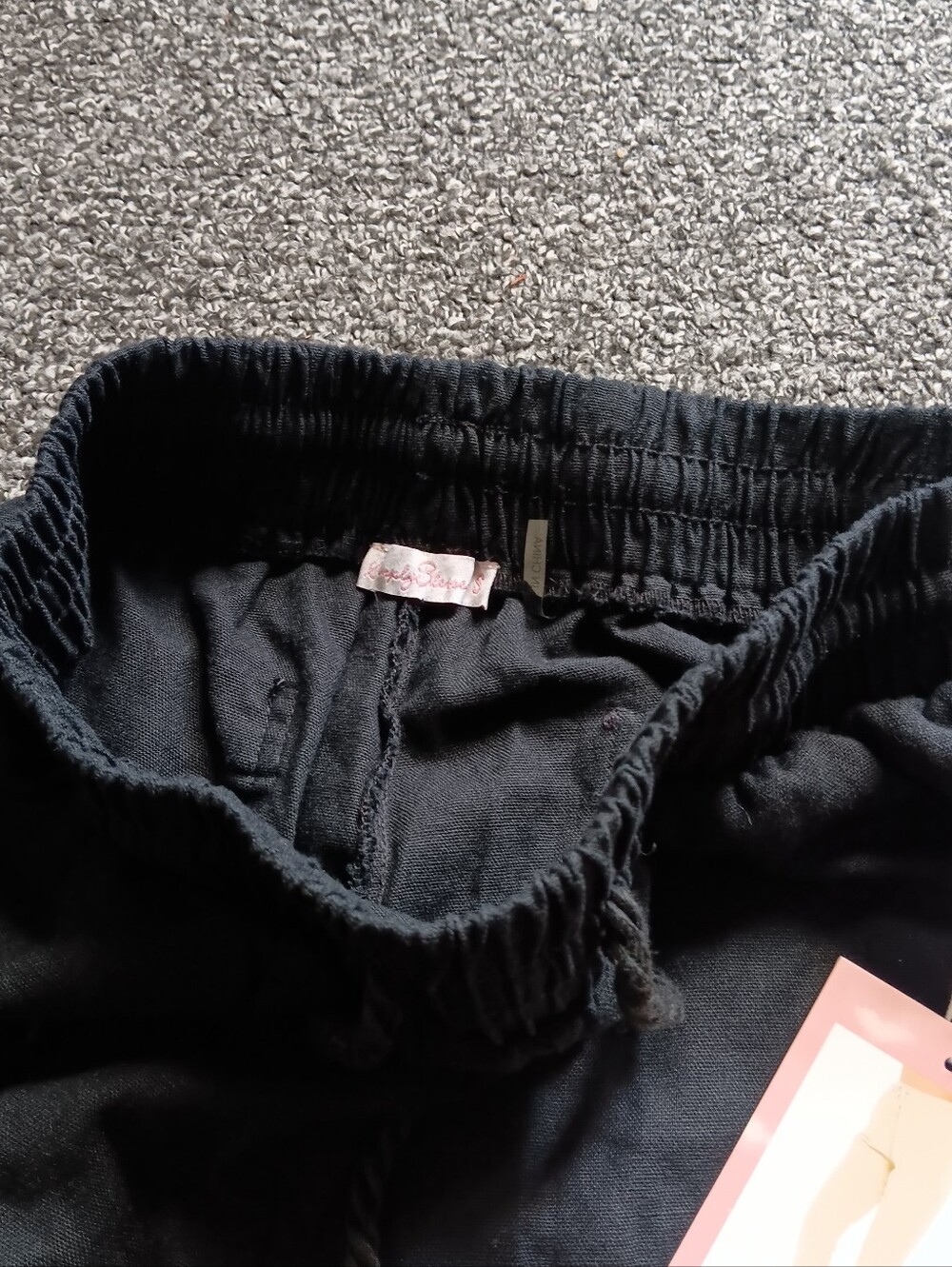 NWT Linen Blend Black Drawstring Pull On Elastic Waist Jogger Pants Sz Small - Picture 5 of 8